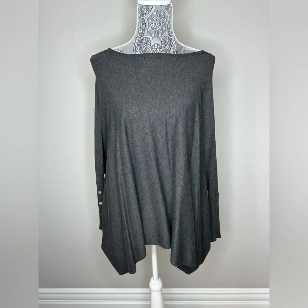 ALFANI Womens Boatneck Poncho Asymmetrical Hem Dolman Sleeve Studded Sweater XS
